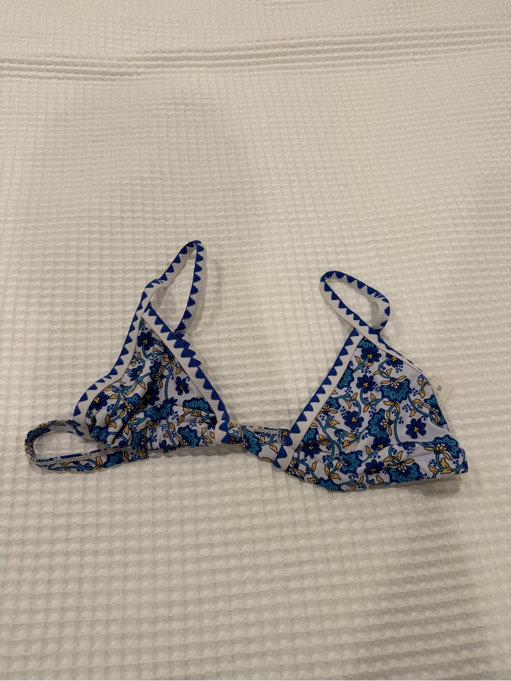 Amazon Blue and White Floral Triangle Bikini Top